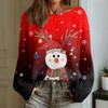 Женский модный пуловер с круглым вырезом и длинными рукавами с рождественским принтом, повседневный топ-свитер