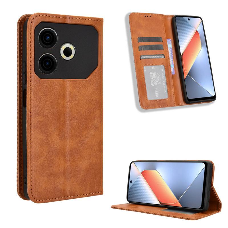 Флип-чехол для Tecno Pova 6 Neo 4G кожаный чехол [Flip Vintage Leather] кошелек ударопрочный прочный ретро-чехол для телефона