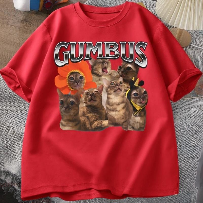 Gumbus Cat Funny Meme Tshirt Cotton Shortsleeved Unisexs Casual Tops Harajuku Oversize Tee Cotton Fashion Streetwear Tops