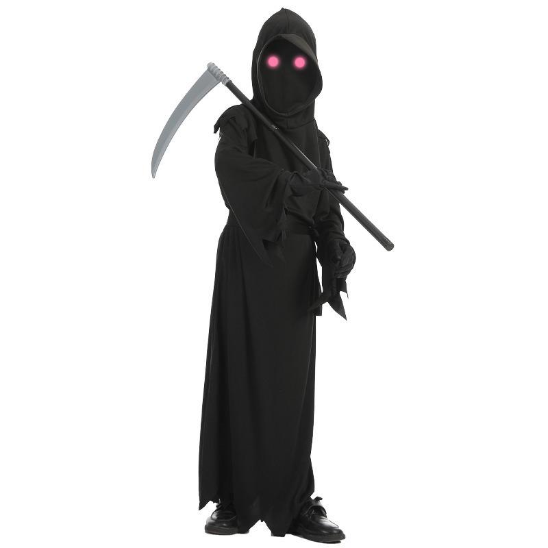 Halloween Kids Kids Scary Red Eye Reaper Costume Sickle Ghost Dark Messenger Ghost Costume Set