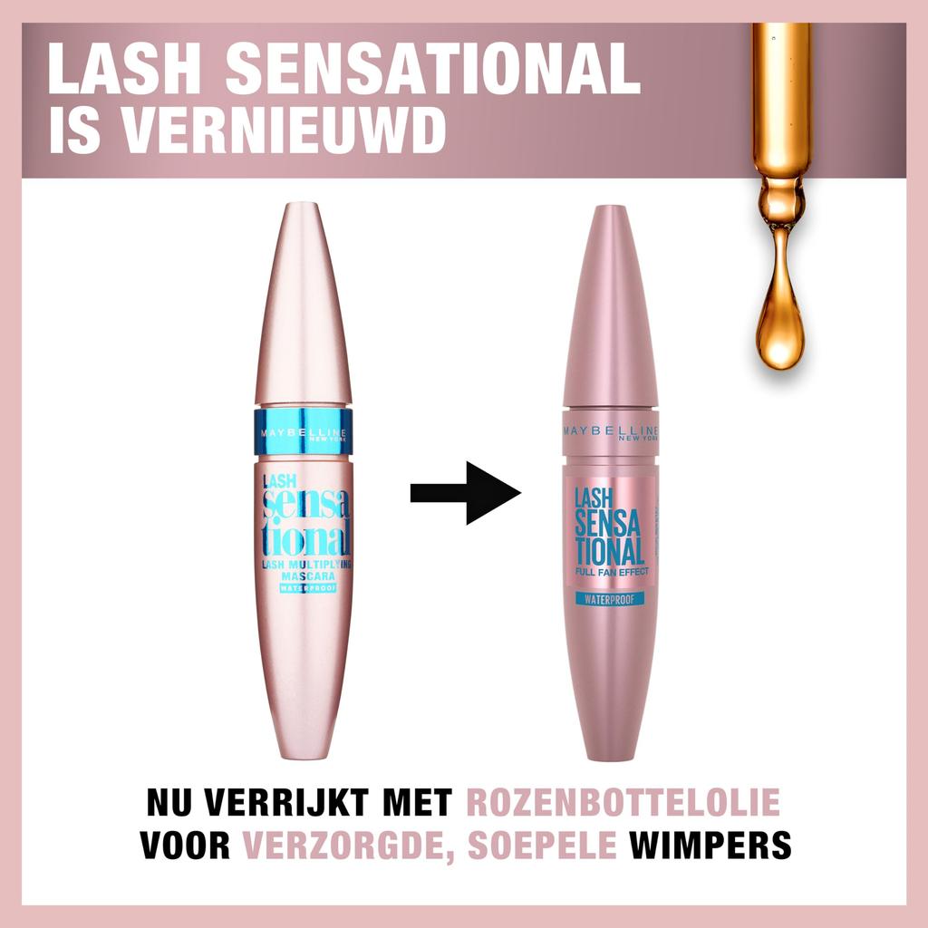 Водостойкая тушь для ресниц Maybelline Lash Sensational Lash Multiplying Waterproof Mascara # Black 9.4ml 0.31oz