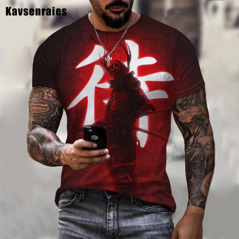Японская футболка с 3D принтом «Самурай», мужская и женская модная футболка с круглым вырезом и коротким рукавом, ниндзя, уличная футболка в стиле Харадзюку, футболки, топы, одежда