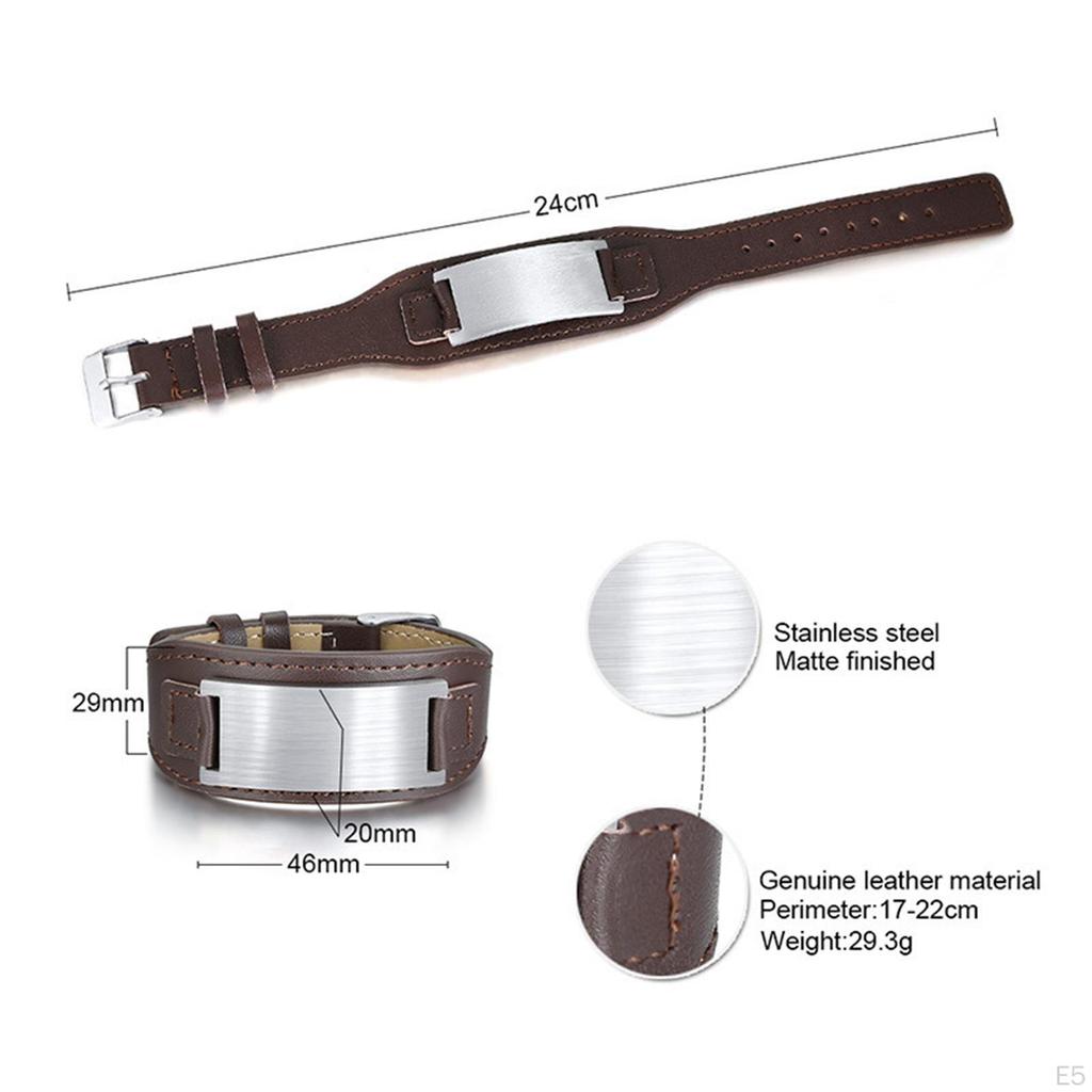 Кожаный браслет-манжета с выгравированным именем, минимализм, застежка из нержавеющей стали, ювелирные изделия для дедушек и мужчин