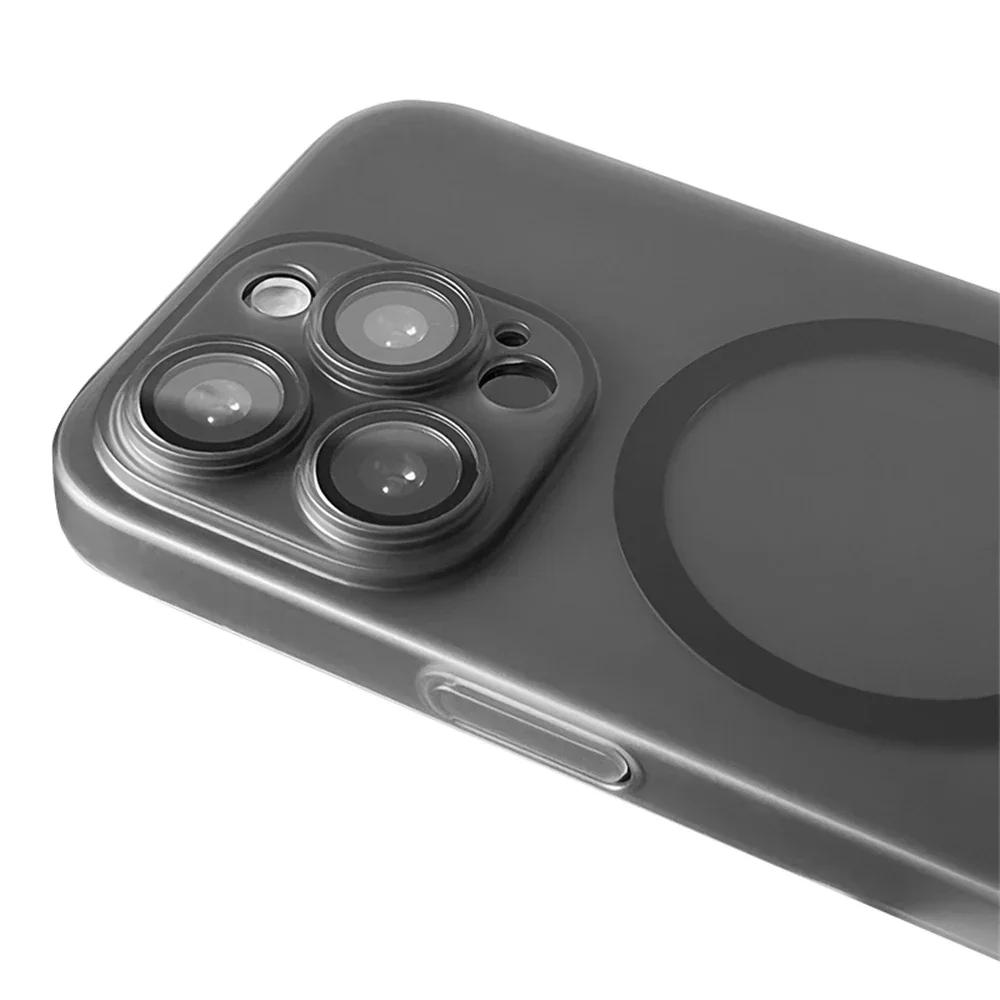 Ультратонкий Матовый Жесткий PC Чехол-Защита Линзы Для iPhone 17 16 15 14 13 12 Pro Max Для Magsafe Магнитная Беспроводная Зарядка Чехол