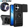 KEYSION Магнитный чехол для телефона VIVO V60 Lite 5G с защитой выдвижной камеры, вертикальной подставкой-кольцом, противоударный чехол для IQOO Z10R 5G