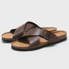 Ruizu 2025 Men's Cork Cross-Strap Beach Slippers: Casual Sandals for Students