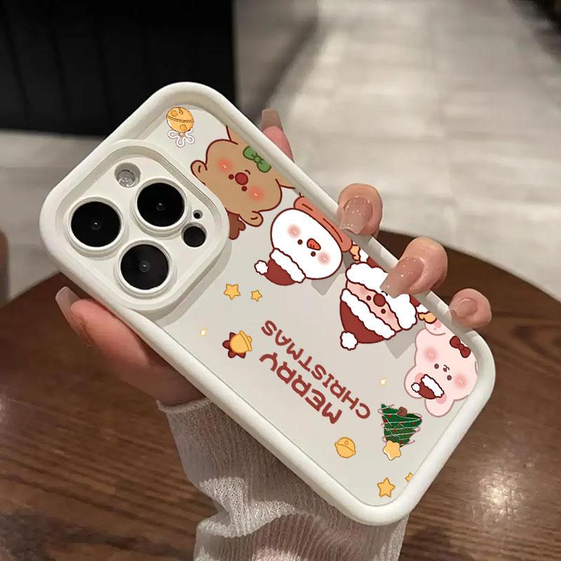 Чехол Для iPhone 15 13 17 16 Чехол Рождественский Снеговик Олень Милый Для IPhone 17Air 11 13 12 16 Pro Max 14 Plus Ударопрочный Чехол для Телефона