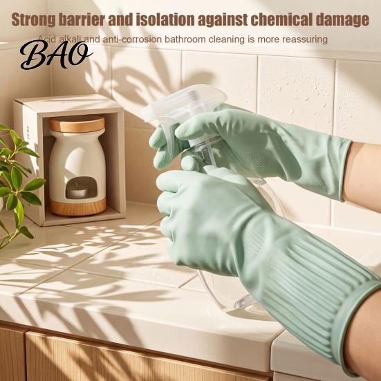 Kitchen Cleaning Accessories Extended Waterproof Dishwashing Gloves, Anti-slip Grip Natural Latex Elbow Length Rubber Gloves for Laundry Protective