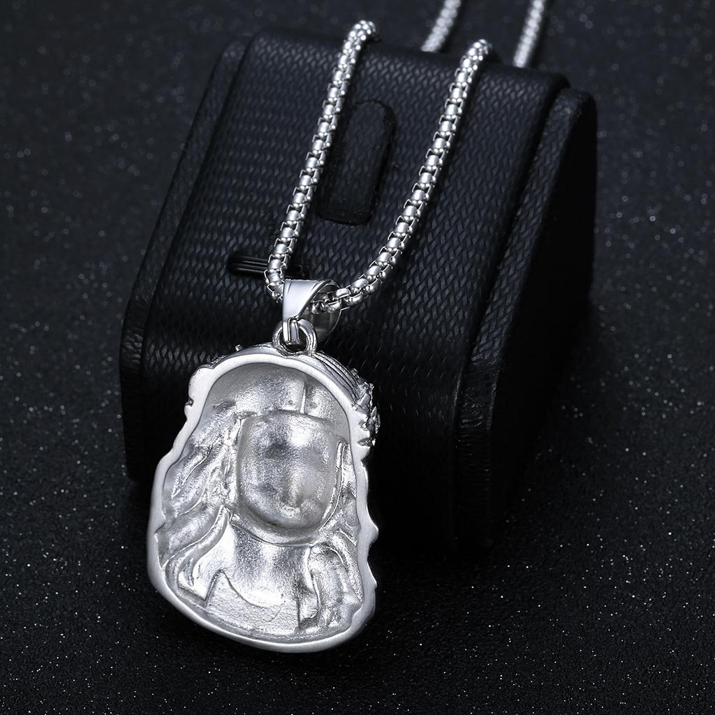 Stainless Steel Titanium Hip Hop God Jesus Pendant Collar Chains Necklace for Men Women Jewelry