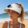 Adjustable Sun Visor Hat Solar Powered Fan Beach Sunshade Hat Portable Outdoor Visor Hat  For Women