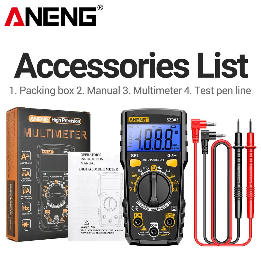 High Precision Tool Smart Digital Multimeter 1999 Count Professional AC/DC Voltage Current Electrical Data Retention ANENG SZ303