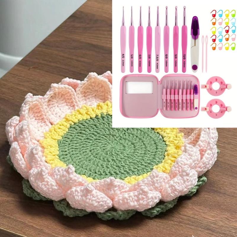 9 шт. Алюминиевый крючок для вязания для взрослых 2,0 мм-6 мм Эргономичная ручка Крючок для вязания включает аксессуары для вязания и чехол