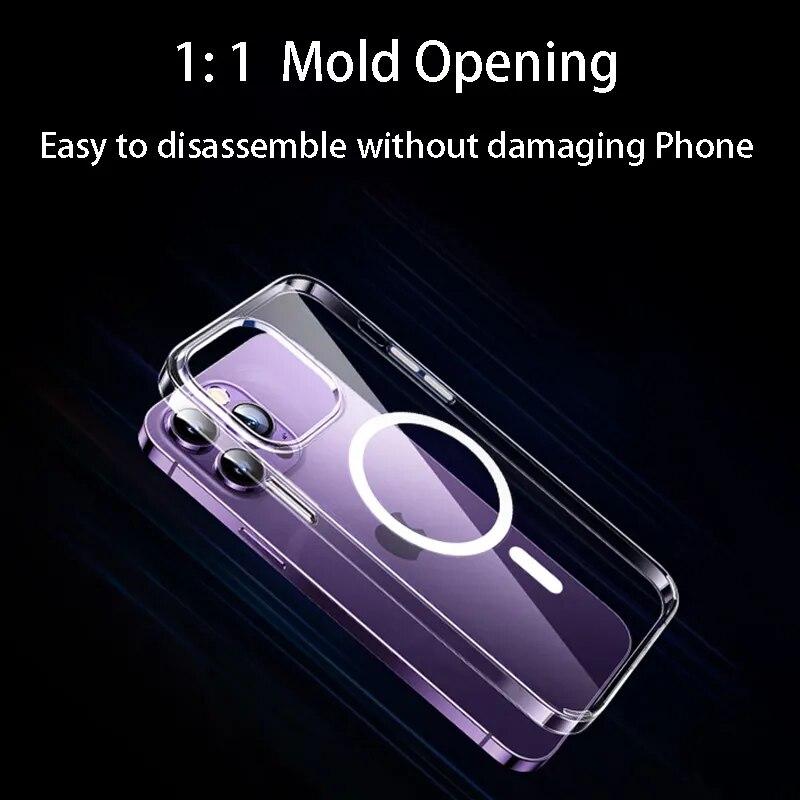 Clear Phone Case For Iphone 14 13 12 11 15 Pro Max For Magsafe Magnetic Wireless Charging Animation Case 7 8 Xr Xsmax Cover Case
