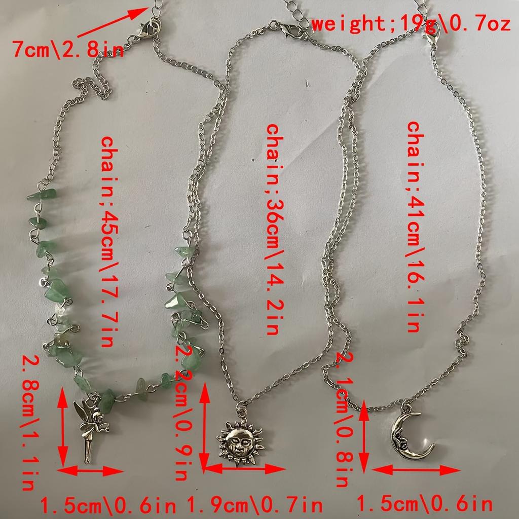 Набор из 3 богемных многослойных ожерелий, простое ожерелье с подвеской в виде полумесяца и солнца