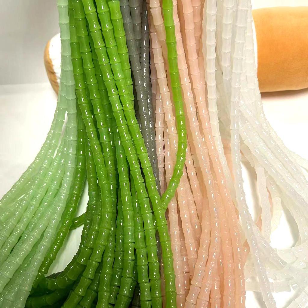 Сделай сам Разноцветные 8x12 мм Бусины в форме бамбукового сустава: Натуральный белый, зеленый, розовый, серый авантюрин для имитации нефритовых браслетов и ожерелий