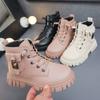 Children PU Leather Boots Girls Fashion Autumn Winter New Casual Comfortable Short Boots Warm Kids Versatile Anti-slip Cotton Boots