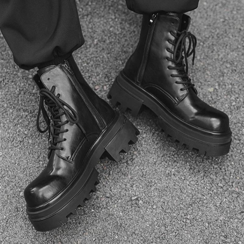 Fashion Boots for Men Fad Thick Sole Tooling Boots Men's High Quality Ankle Boots Outdoor Comfort Versatile Locomotive Boot Botas Hombre