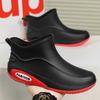 Fashion Rain Shoes Ankle Men Waterproof Shoes Rain Boots Low Top Anti-slip Wear-resistant Plush Kitchen Water Boots Fishing Rubber Shoes