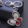 Shiny Rhinestone Hollowed Butterfly Pendant Keychain Keys Organizer Ring Decor