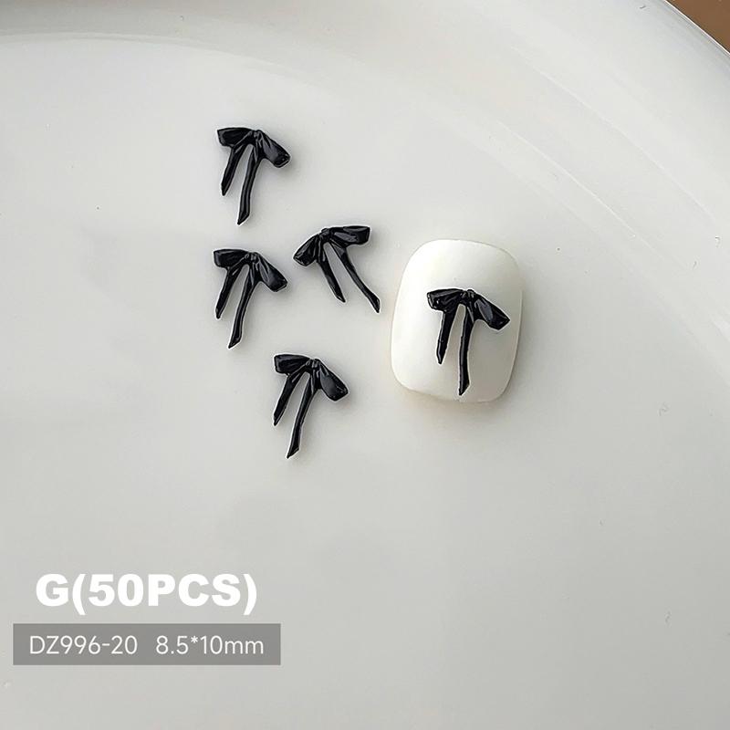 50 Pcs For DIY Manicure And Salon Decoration Soft Mini Bow Shape Nail Art Charms Mix Color 3D Bowknot Resin Accessories