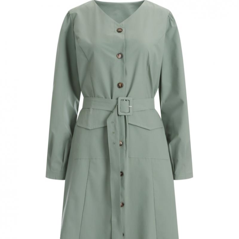 Shop Women No Collar Waist Belt Front Button Pocket Midi Long Dress Cat Wdr 12