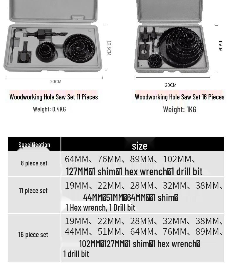 Набор столярных кольцевых пил для дерева, гипсокартона, ПВХ, пластика - Круглое сверло Инструмент для сверления отверстий под точечные светильники