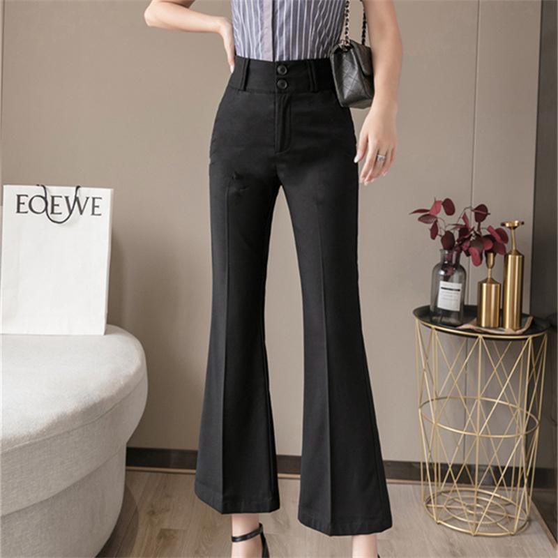 Harajuku OL Office Summer High Waist Summer Women's Wide Leg Capris Flare Pants for Women Baggy Suit Pants Woman Trousers