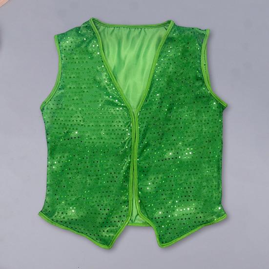Irish St. Patricks Day Vest Sequin Waistcoat V Neck Sleeveless Unisex Party Holiday Performance Festival Wear Matching Shirts T-Shirts Vest