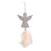 Christmas Tree Ornament Snowflake Plush Pendant Hanging Xmas Pendant with Feather Elements Sequins Bells Winter New Year Party Decor