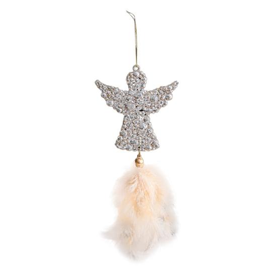 Рождественское украшение на елку Снежинка Плюшевая подвеска Подвеска для елки с перьями Пайетки Колокольчики Зимний новогодний декор для вечеринки
