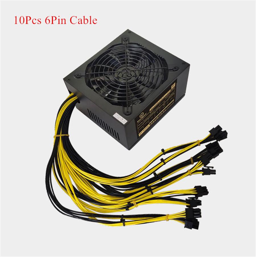 Блок питания ATX 1800 Вт для майнинга ETH Bitcoin, для ПК, майнинг-рига, поддержка 6 видеокарт, 6P портов, GPU, 4U, однополярный