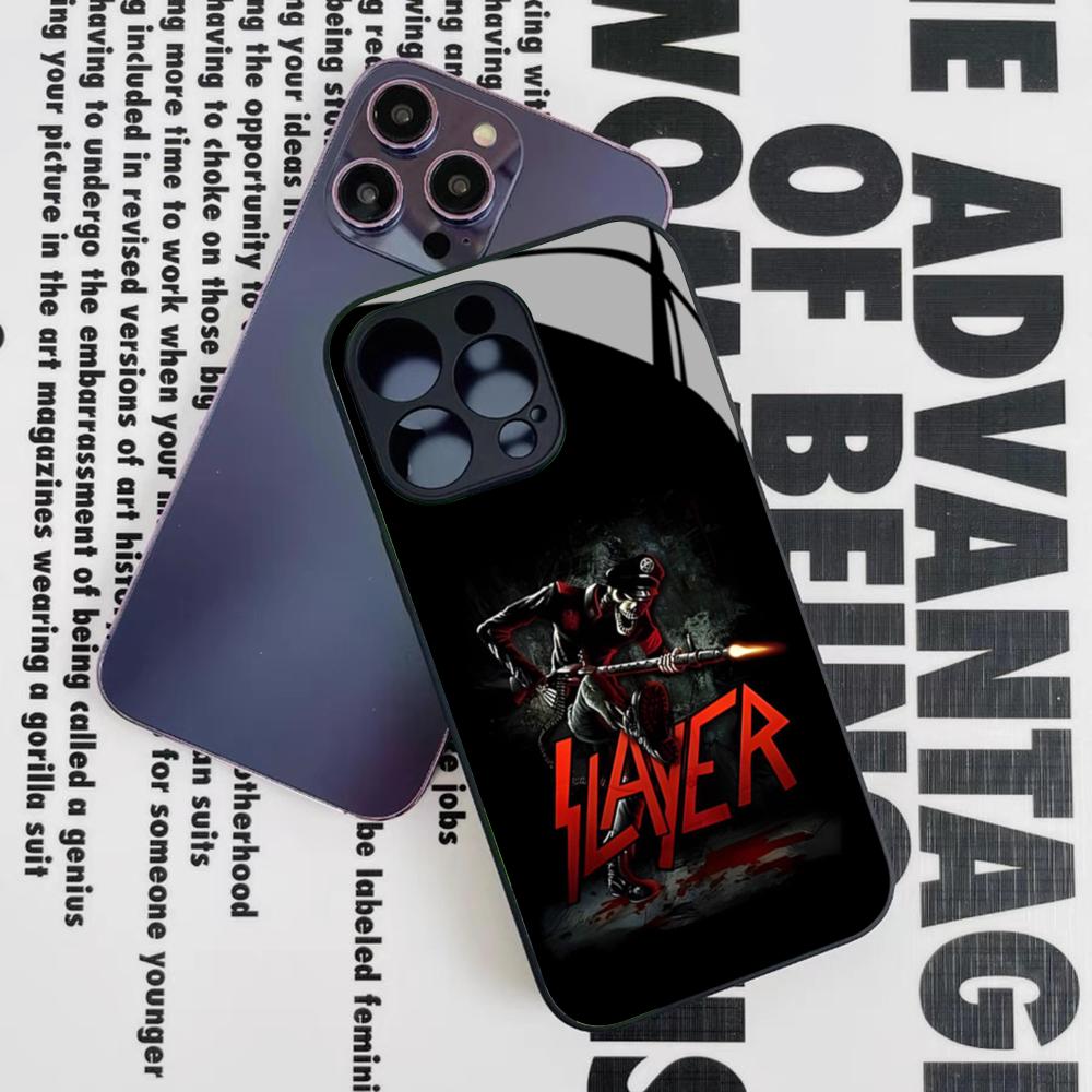 Чехол для телефона Slayer Heavy Metal Rock Band для Iphone 17 16 15 14 12 11 13 Pro Max Mini X Air Puls Черное Стеклянное Покрытие