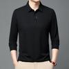 Long Sleeved T-shirt Men's Waffle Solid Color Polo Shirt Versatile Lapel T-shirt Top