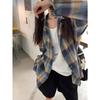 Women's Retro Plaid Long Sleeve Loose Shirt - Spring Casual Versatile Blouse Jacket
