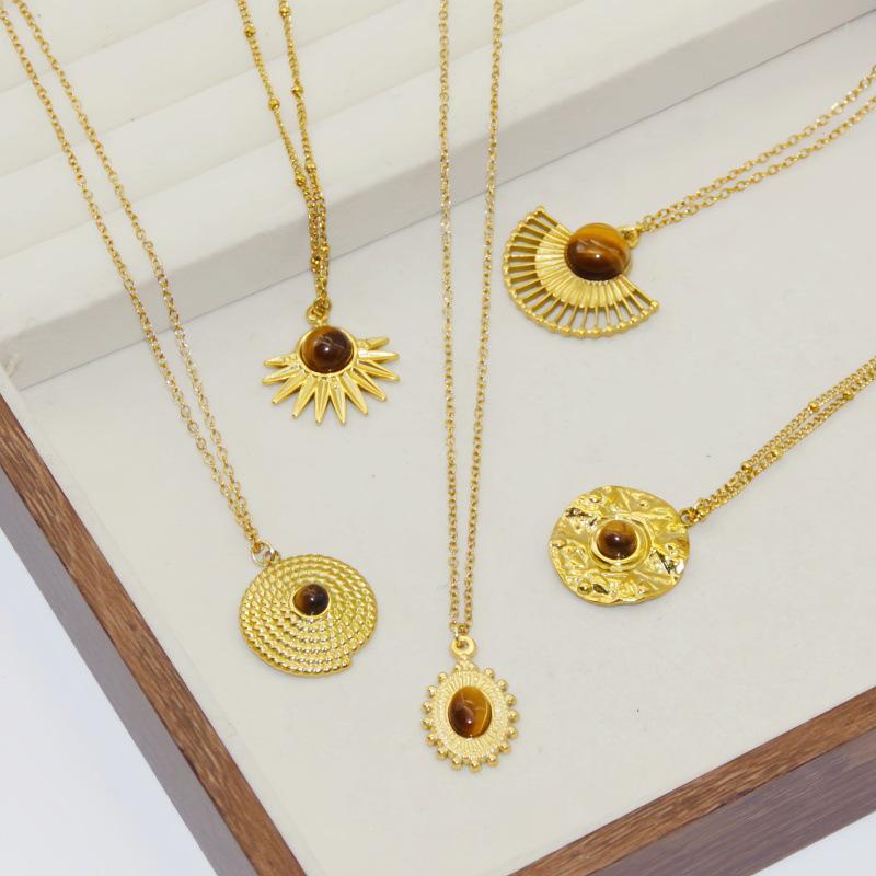 Титановое колье Maillard Tiger Eye: Невыцветающий, Легкая роскошь, Женский, Высококлассный, Ретро, Подвеска