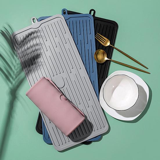 Drain Pad Easy To Clean Hanging Hole Anti-scalding Silicone Tableware Drying Mat Faucet Drip Protection Pad Kitchen Gadget