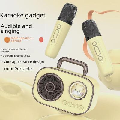 Портативная Bluetooth-колонка для караоке с двумя микрофонами для использования на улице и дома