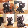 Adorable Cat Black Plush Doll With Pp Cotton Filling For Kids Playroom Decor