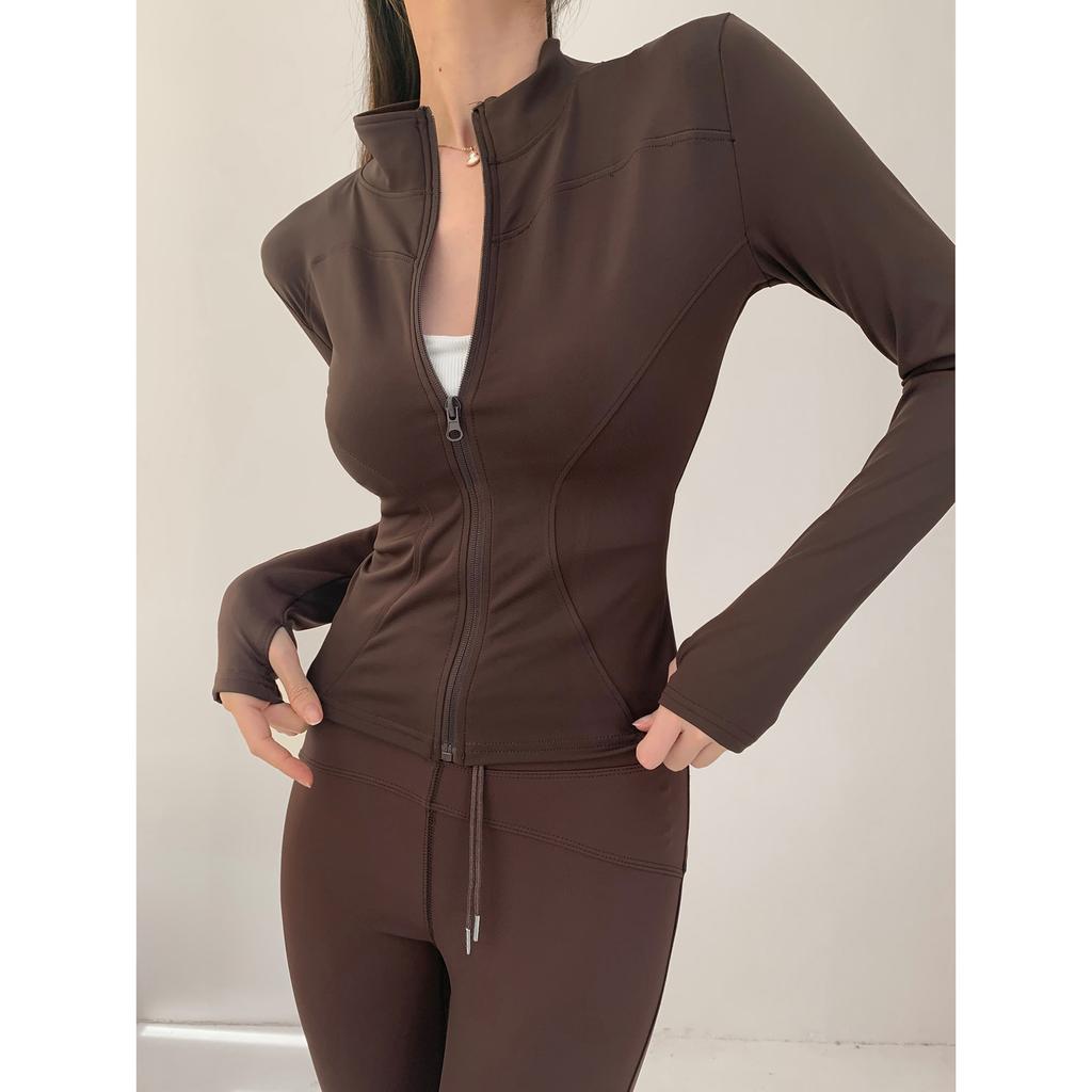 Autumn Spring Women's Quick Drying Sports Coat Women's Tight Top Yoga Jacket Long Sleeve Zipper Jacket Running Fitness Women's Jacket