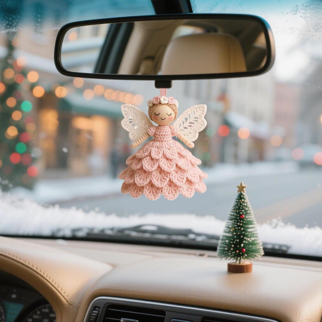 Ангел Орнамент Ручной работы Многоразовые Украшения Игрушка Вязаный крючком Кукла Ангел Украшения для Рождественской елки День рождения Праздник Подарок для девочки