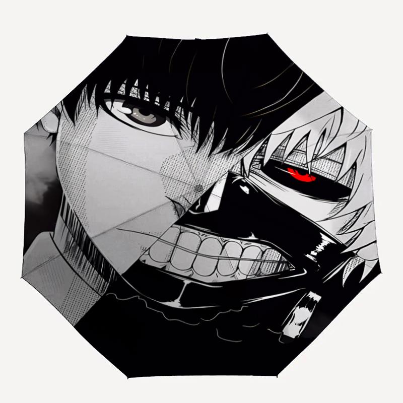 Автоматический зонт в стиле Tokyo Ghoul, легкий и портативный, 8 спиц, идеально подходит для путешествий на открытом воздухе, на дни рождения, Рождество, в качестве подарков.