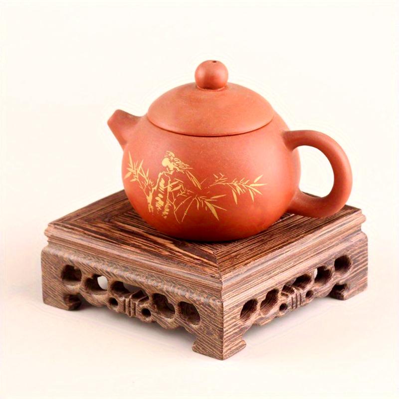 1pc Display Stand Retro Solid Wood Handcrafted for Flower Pots Bonsai Plant Shelf Square Multipurpose Miniatures Base