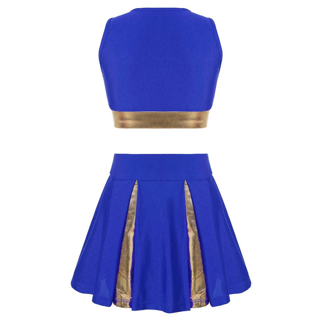 Детские костюмы группы поддержки для девочек, укороченный топ без рукавов с юбкой, школьная форма, платье развеселителя, вечерние карнавальный костюм