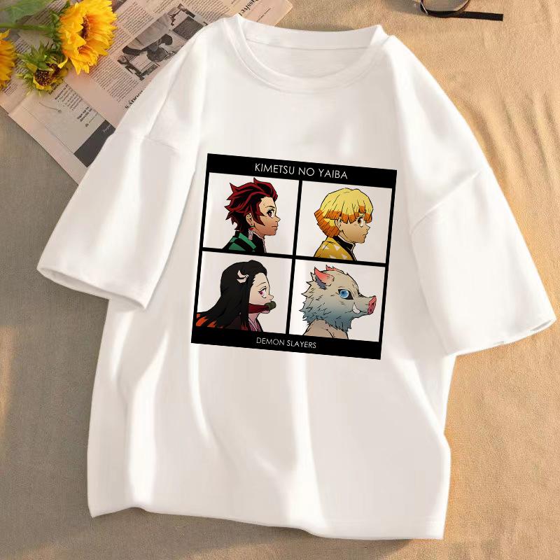 Аниме футболка Убийца Демонов Kimetsu No Yaiba Унисекс Графическая футболка Летняя с коротким рукавом Повседневный Мультяшный Топ Уличная одежда Аниме Подарок