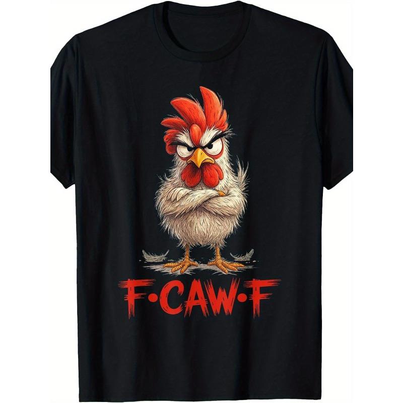 Европейские размеры Мужская забавная футболка F-Caw-F с петухом и слоганом FCAWF - Винтажная свободная футболка с коротким рукавом для птицеводов