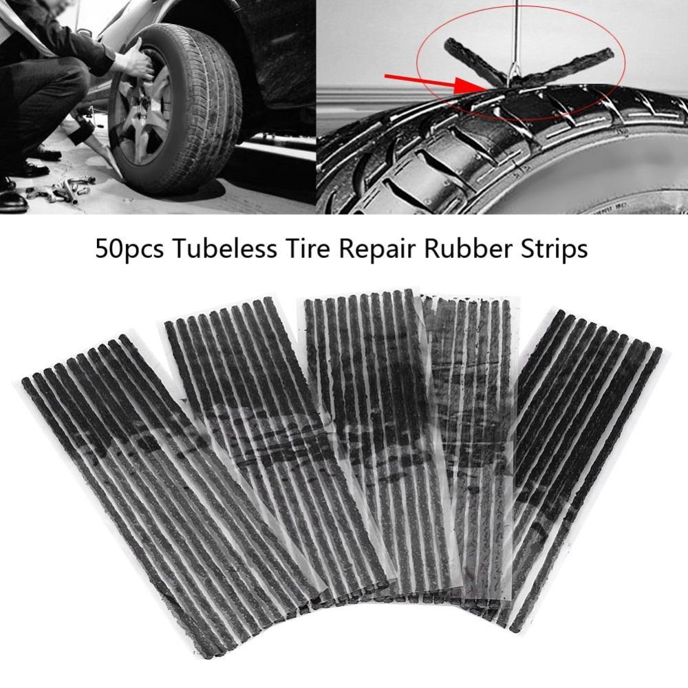 50PCS Rubber Tire Repair Plugs Kit No Glue Tubeless Seal Strip Emergency Repair
