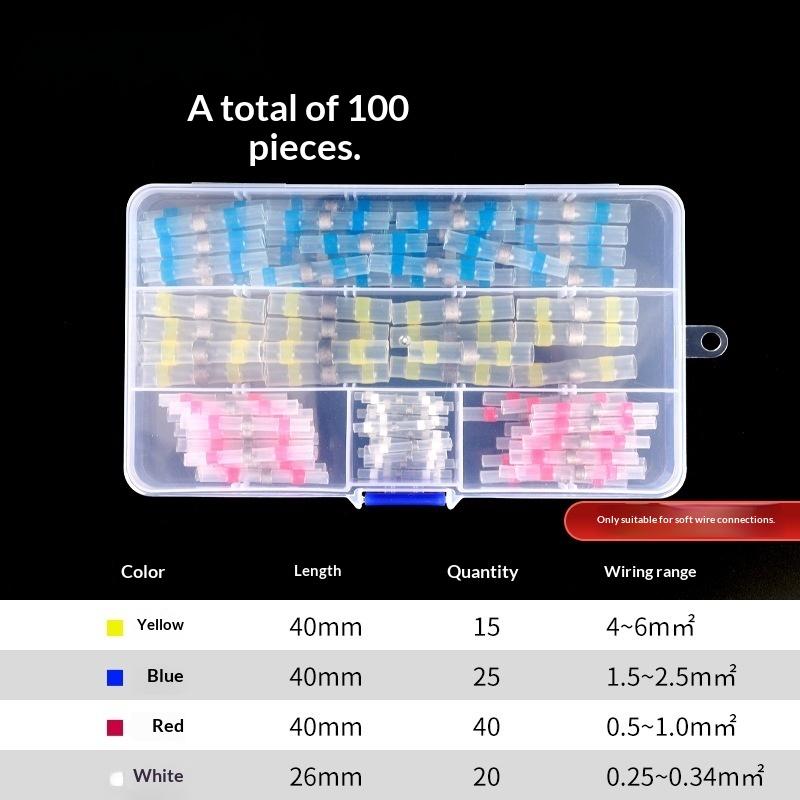 50/70/100Pcs Electric Copper Tape Solder Sleeve Waterproof Solder Seal Tin Ring Heat Shrink Butt Wire Connector Terminal