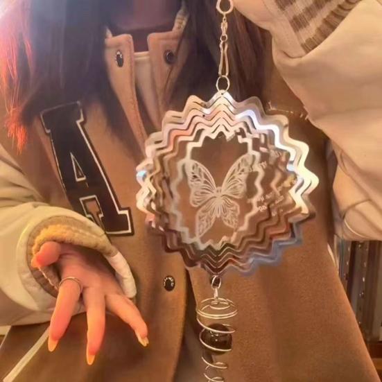 3D Ветряной спиннер Высокоотражающие металлические отпугиватели птиц, чтобы отпугивать птиц Зеркальный подвесной спиннер в форме сердца и бабочки для декора сада, двора, патио