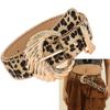 Ремень с леопардовым принтом и пряжкой-ракушкой Привлекающий внимание Пояс для брюк Пояс на талию Женская Эстетика Западный Ремень Декорации для одежды