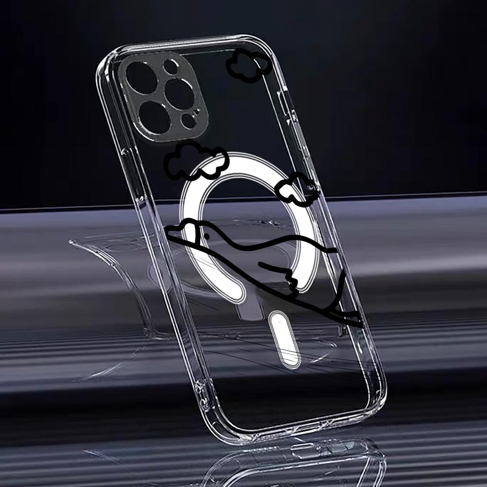 Милый Мультяшный Утенок Чехол для Телефона для iPhone 17 16 15 14 13 12 Pro Max Plus С Магнитным Прозрачным Чехлом Беспроводная Зарядка